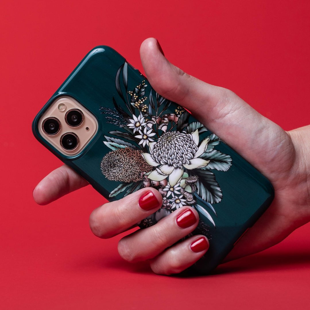 Teal Native Printed Phone Cases by Typoflora - The Dairy