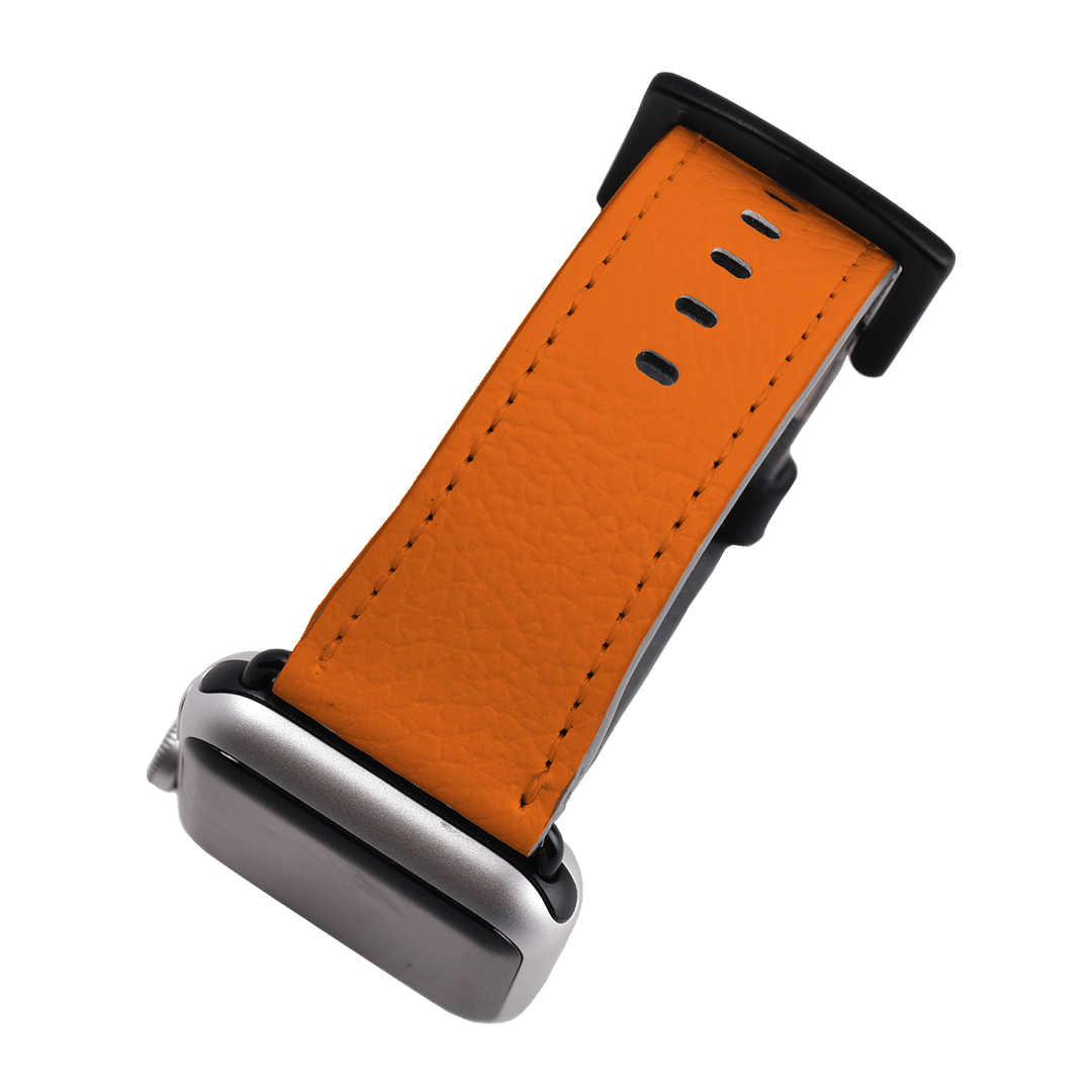 Bright Orange Faux Leather Apple Watch Band