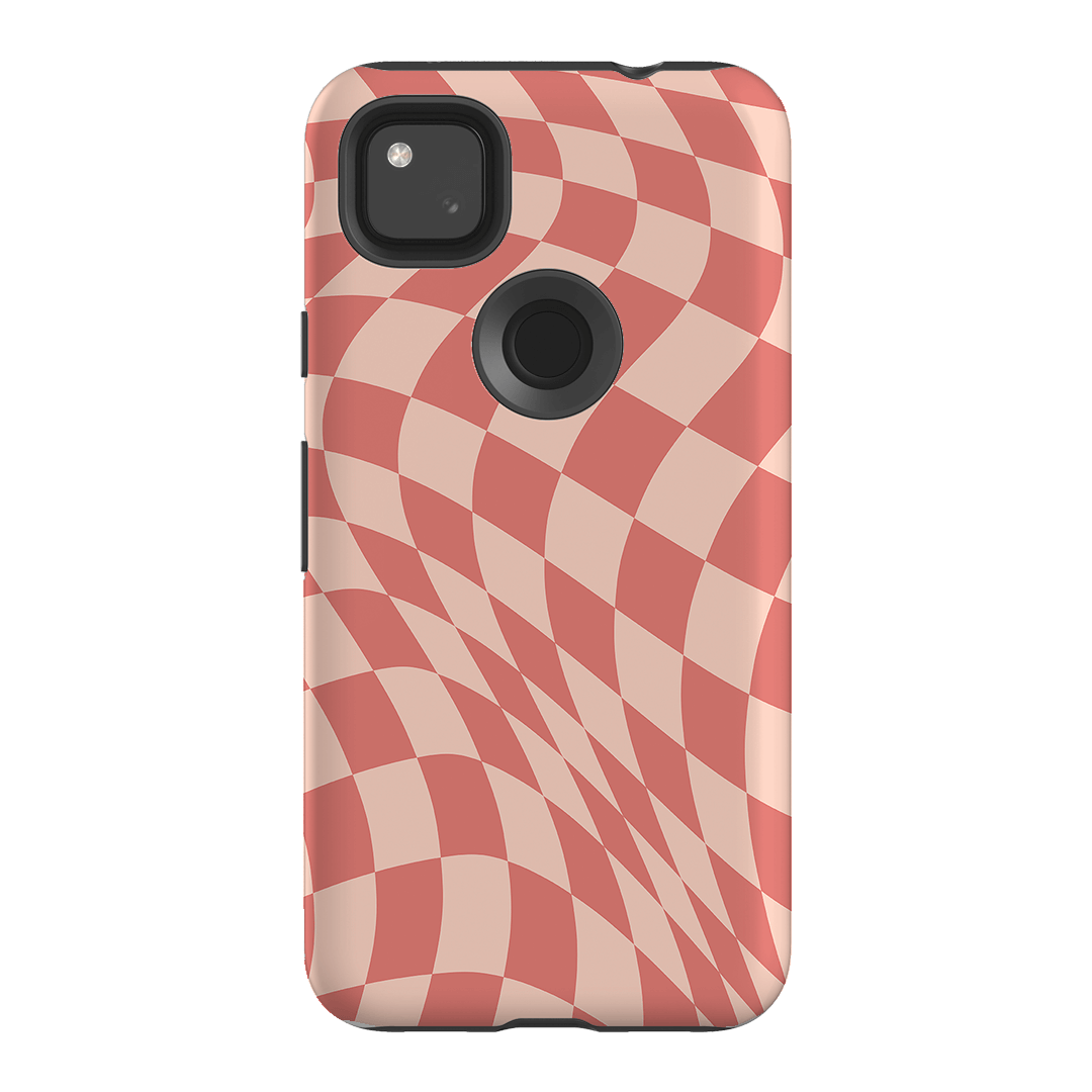 Wavy Check Blush on Blush Matte Case Matte Phone Cases Google Pixel 4A 4G / Armoured by The Dairy - The Dairy
