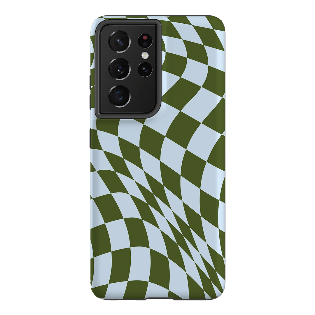Wavy Check Forest on Sky Matte Case Matte Phone Cases Samsung Galaxy S21 Ultra / Armoured by The Dairy - The Dairy