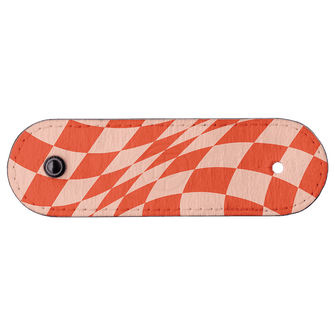 Wavy Check Scarlet on Blush Cable Wrap Cable Wrap by The Dairy - The Dairy