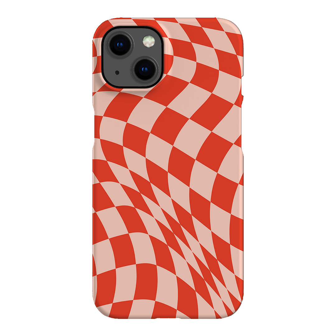 Wavy Check Scarlet on Blush Matte Case Matte Phone Cases iPhone 13 / Snap by The Dairy - The Dairy