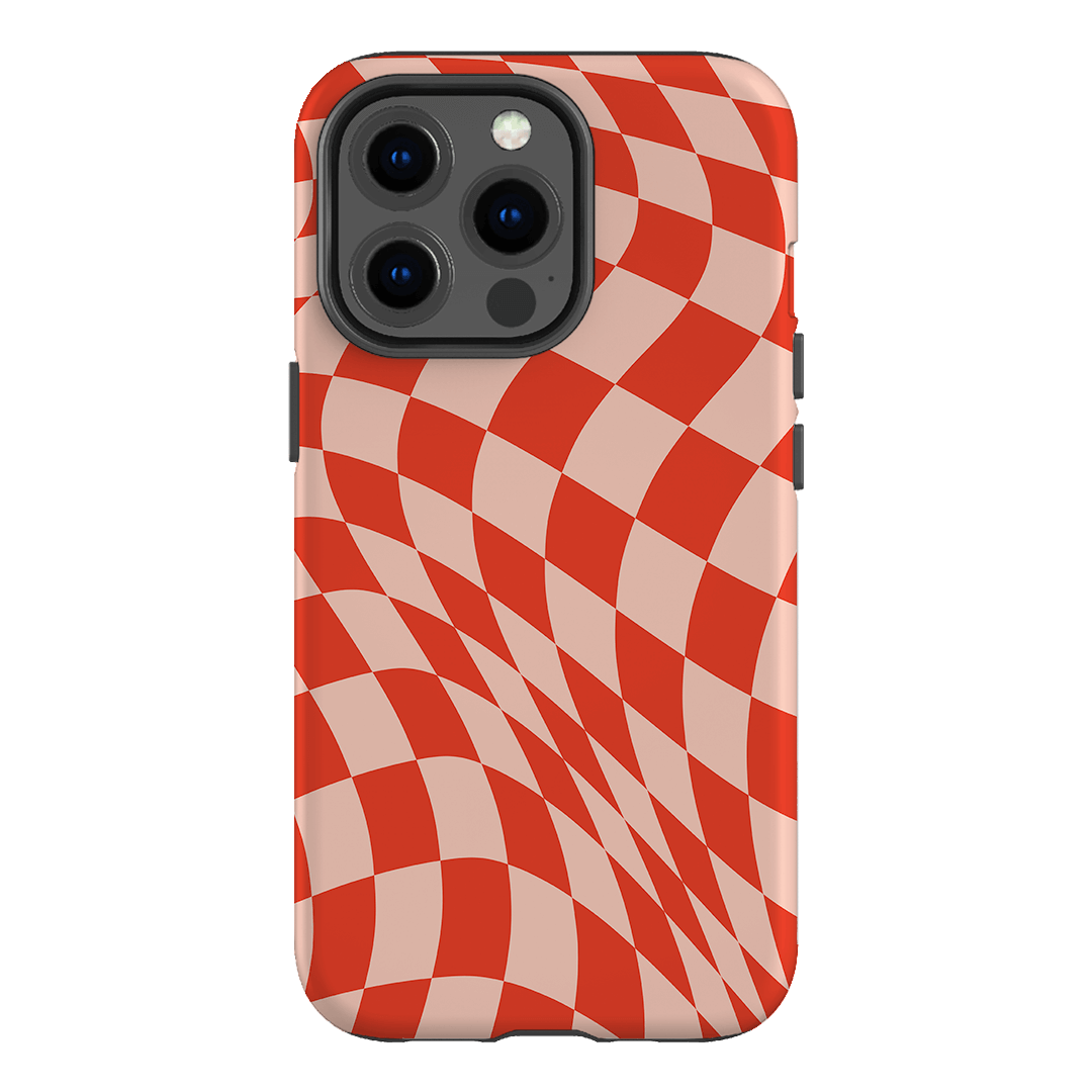 Wavy Check Scarlet on Blush Matte Case Matte Phone Cases iPhone 13 Pro / Armoured by The Dairy - The Dairy