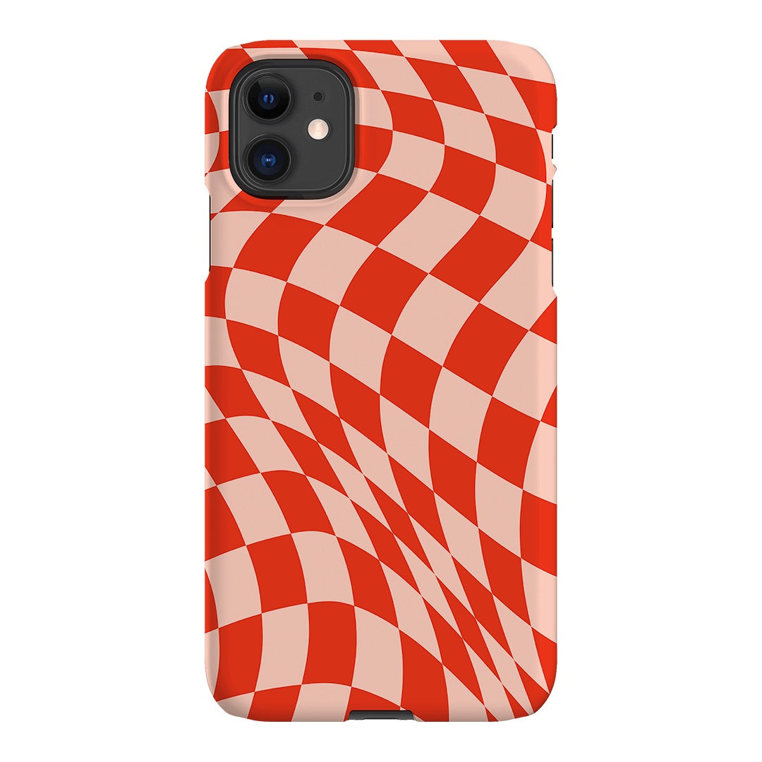 Wavy Check Scarlet on Blush Matte Case Matte Phone Cases iPhone 11 / Snap by The Dairy - The Dairy
