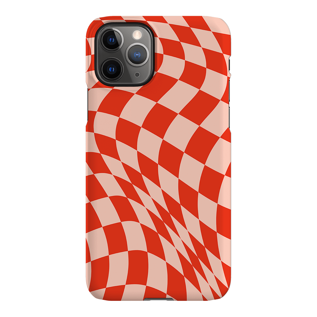 Wavy Check Scarlet on Blush Matte Case Matte Phone Cases iPhone 11 Pro / Snap by The Dairy - The Dairy