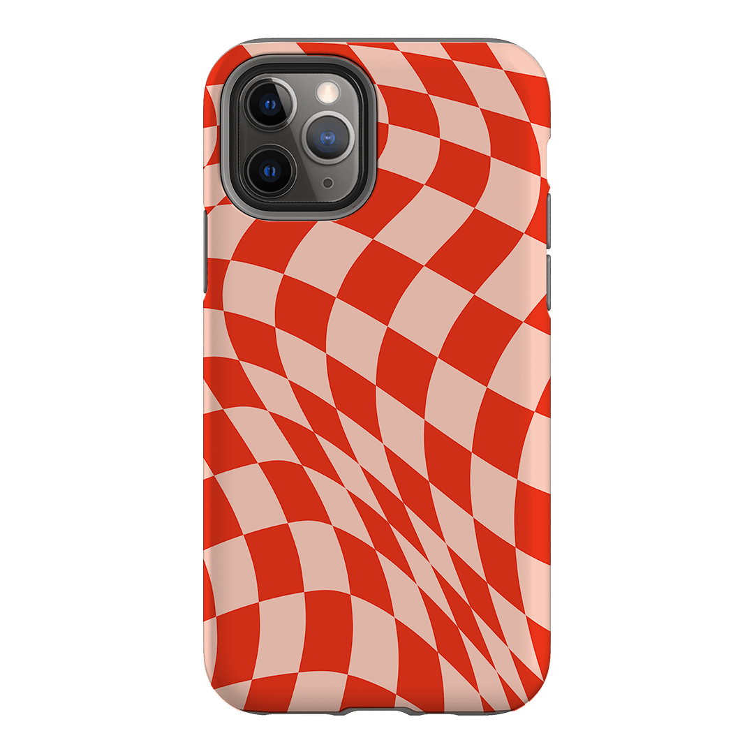 Wavy Check Scarlet on Blush Matte Case Matte Phone Cases iPhone 11 Pro / Armoured by The Dairy - The Dairy