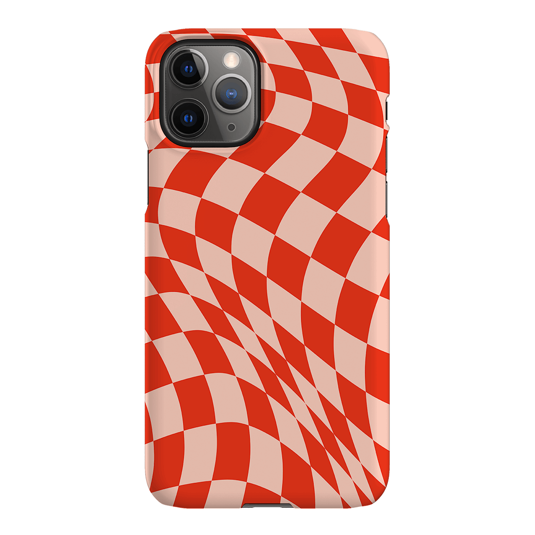 Wavy Check Scarlet on Blush Matte Case Matte Phone Cases iPhone 11 Pro Max / Snap by The Dairy - The Dairy