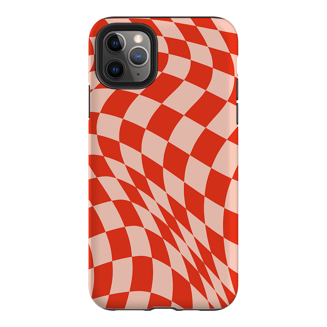 Wavy Check Scarlet on Blush Matte Case Matte Phone Cases iPhone 11 Pro Max / Armoured by The Dairy - The Dairy