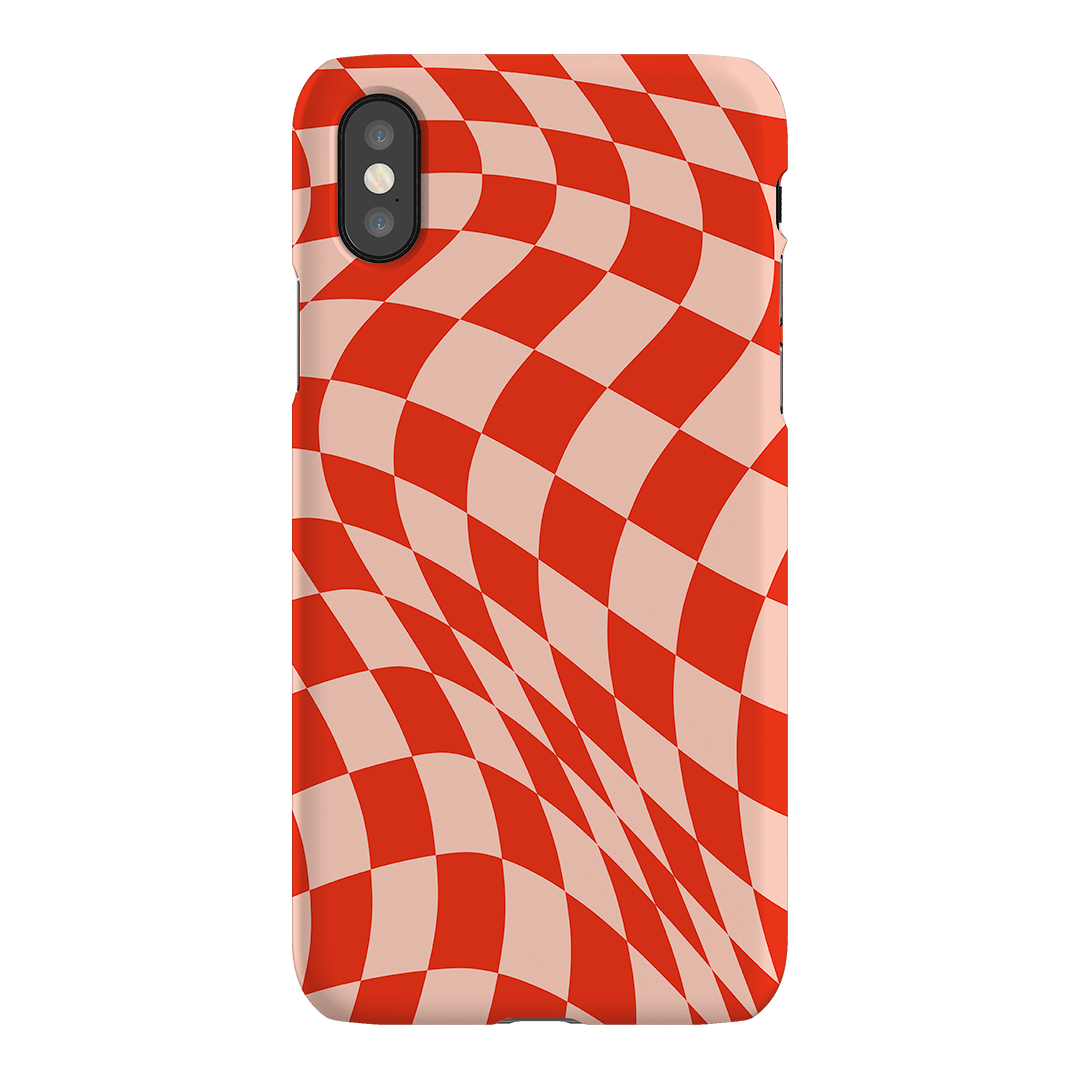 Wavy Check Scarlet on Blush Matte Case Matte Phone Cases iPhone XS / Snap by The Dairy - The Dairy