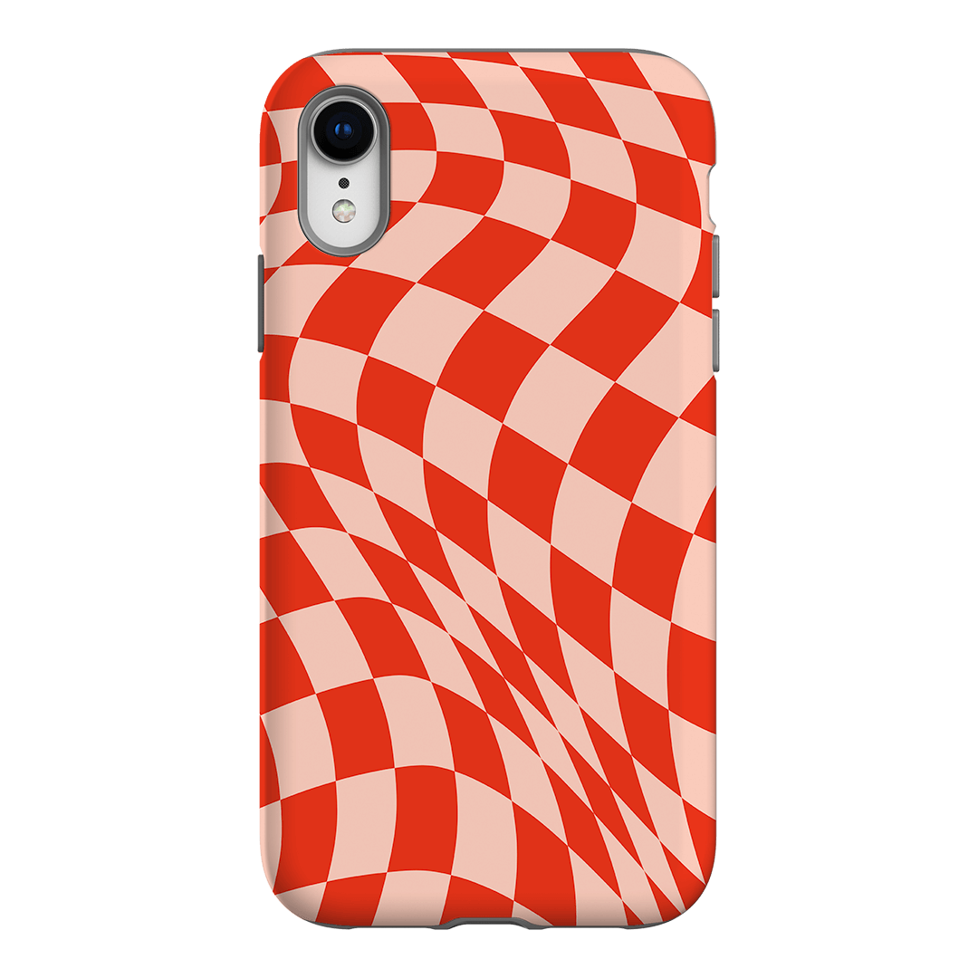 Wavy Check Scarlet on Blush Matte Case Matte Phone Cases iPhone XR / Armoured by The Dairy - The Dairy