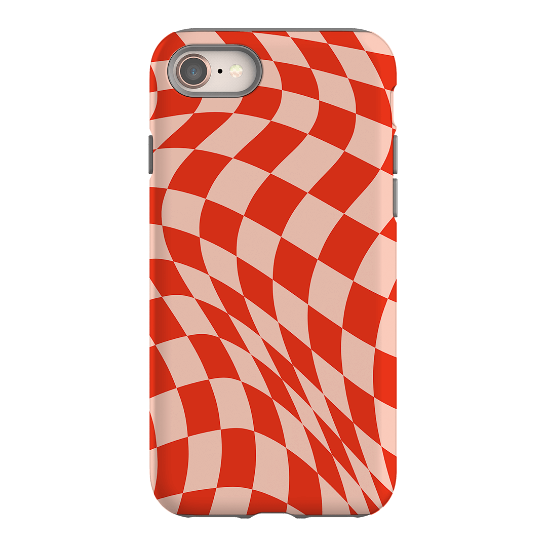 Wavy Check Scarlet on Blush Matte Case Matte Phone Cases iPhone 8 / Armoured by The Dairy - The Dairy
