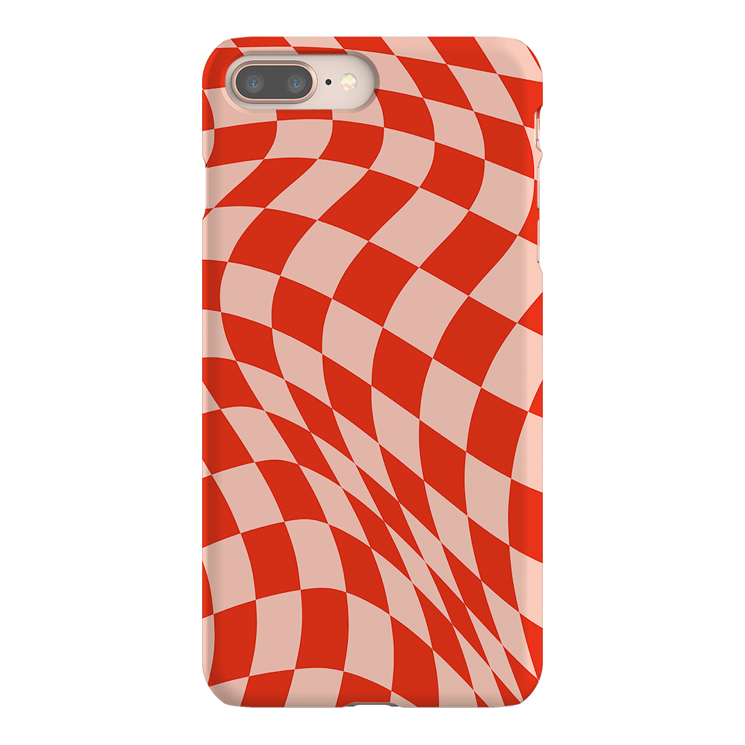 Wavy Check Scarlet on Blush Matte Case Matte Phone Cases iPhone 8 Plus / Snap by The Dairy - The Dairy