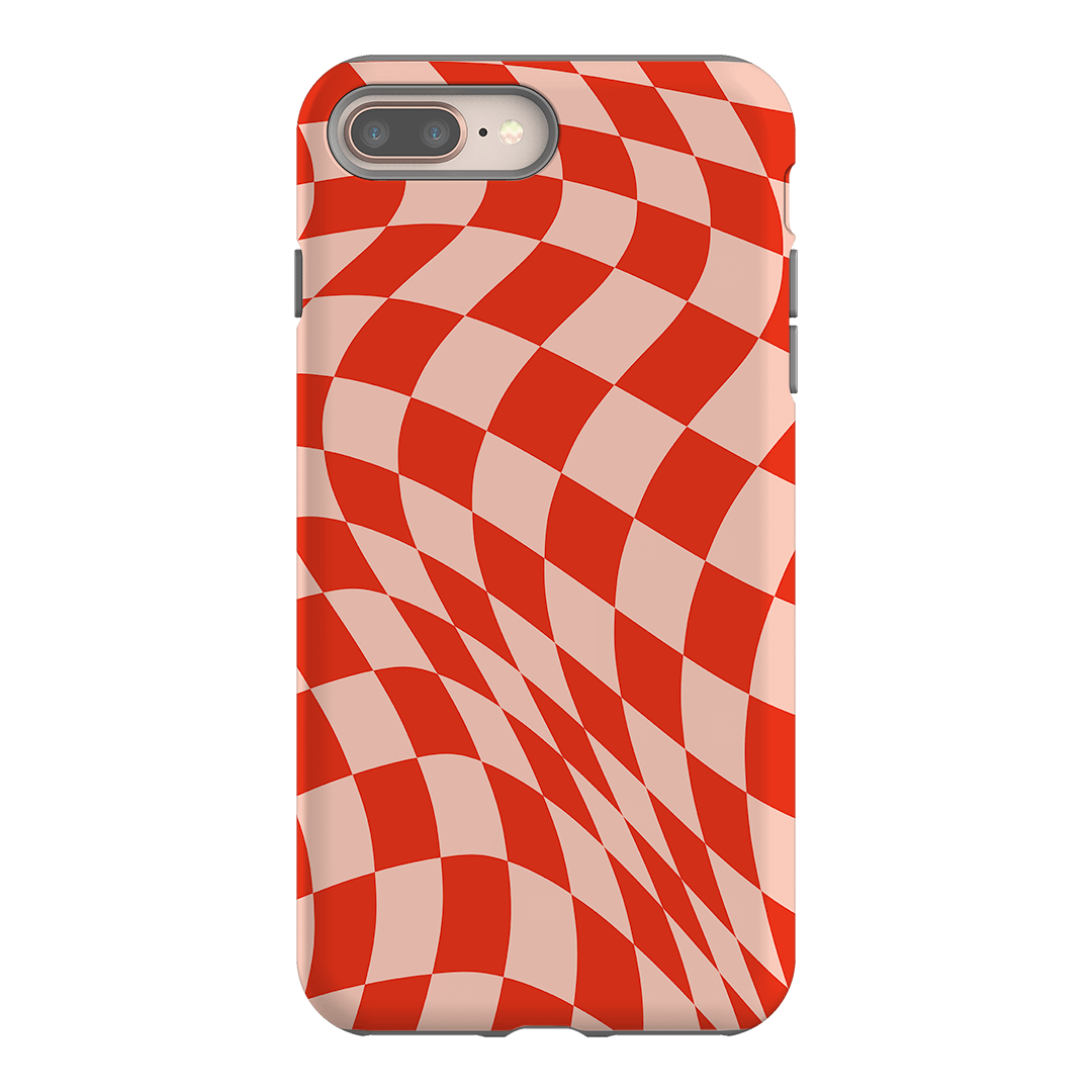 Wavy Check Scarlet on Blush Matte Case Matte Phone Cases iPhone 8 Plus / Armoured by The Dairy - The Dairy