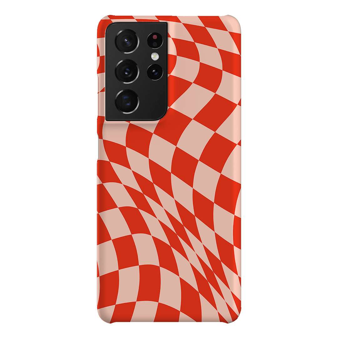 Wavy Check Scarlet on Blush Matte Case Matte Phone Cases Samsung Galaxy S21 Ultra / Snap by The Dairy - The Dairy