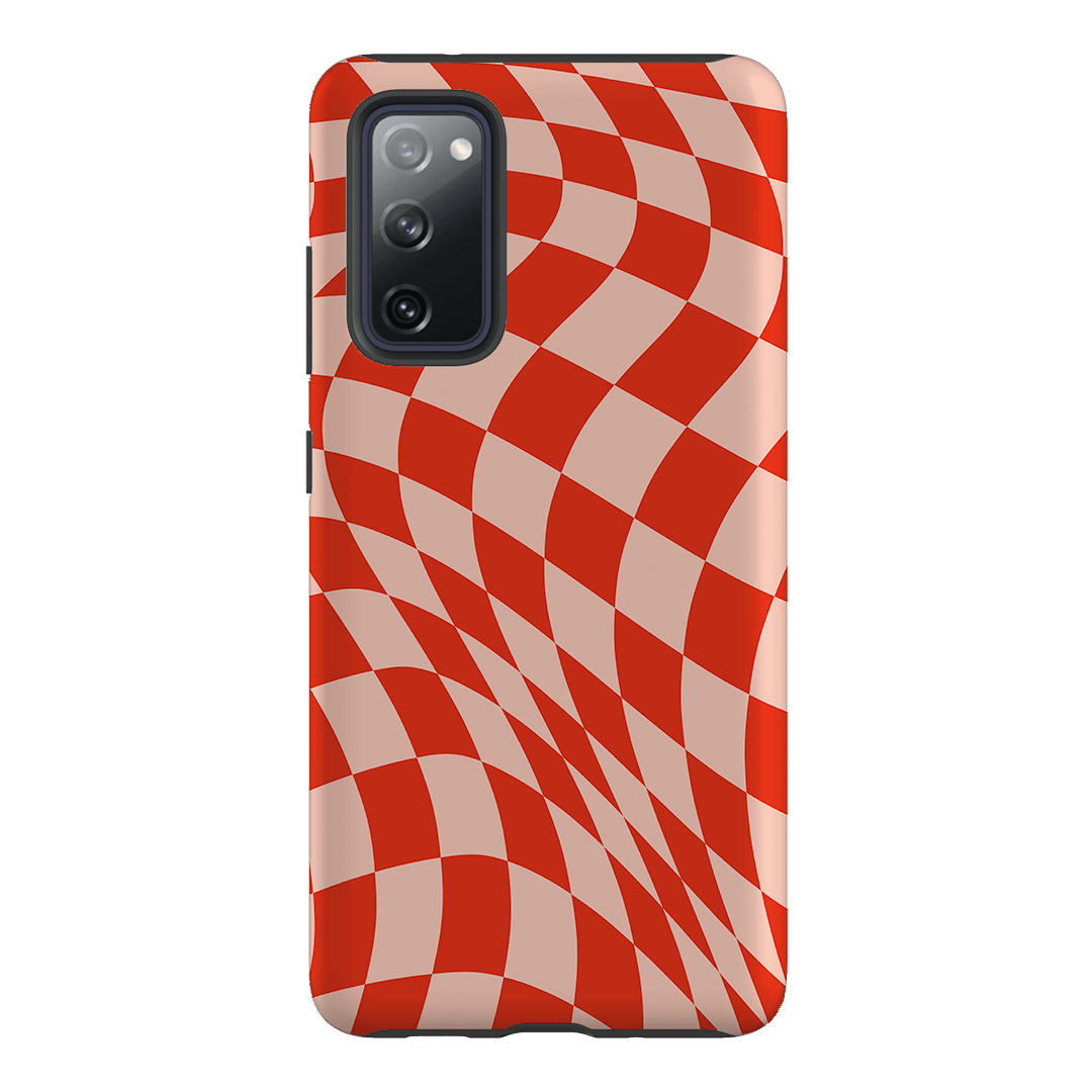 Wavy Check Scarlet on Blush Matte Case Matte Phone Cases Samsung Galaxy S20 FE / Armoured by The Dairy - The Dairy