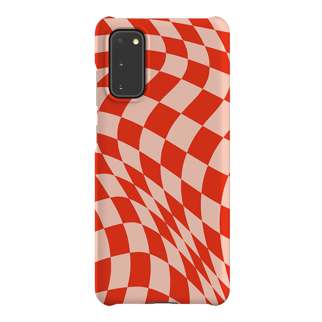 Wavy Check Scarlet on Blush Matte Case Matte Phone Cases Samsung Galaxy S20 / Snap by The Dairy - The Dairy