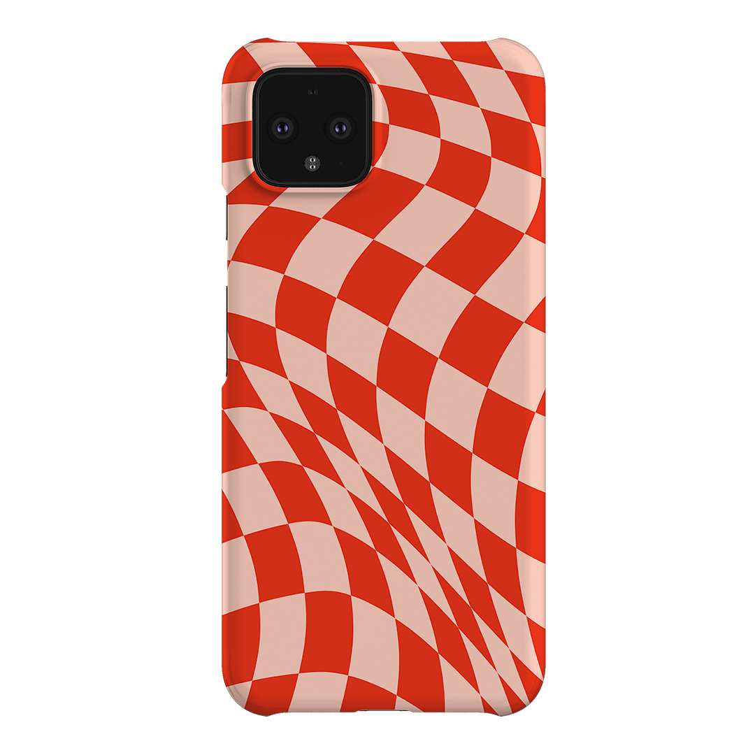 Wavy Check Scarlet on Blush Matte Case Matte Phone Cases Google Pixel 4 / Snap by The Dairy - The Dairy