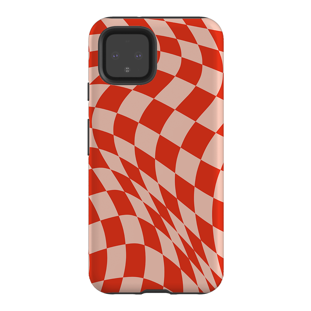 Wavy Check Scarlet on Blush Matte Case Matte Phone Cases Google Pixel 4 / Armoured by The Dairy - The Dairy