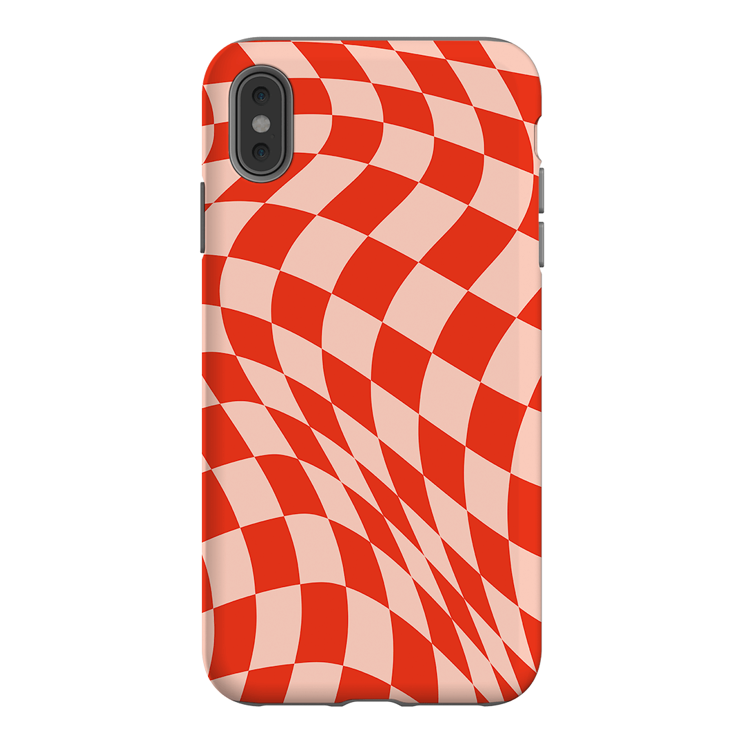 Wavy Check Scarlet on Blush Matte Case Matte Phone Cases iPhone XS Max / Armoured by The Dairy - The Dairy