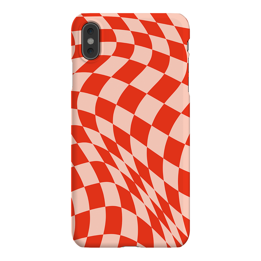 Wavy Check Scarlet on Blush Matte Case Matte Phone Cases iPhone XS Max / Snap by The Dairy - The Dairy