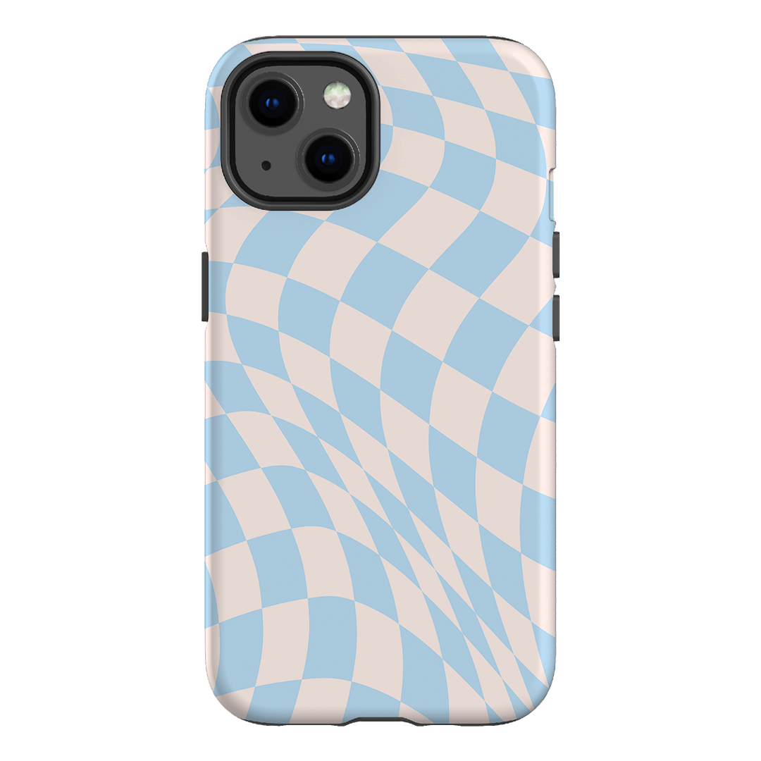 Wavy Check Sky on Light Blush Matte Phone Cases iPhone 13 / Armoured by The Dairy - The Dairy