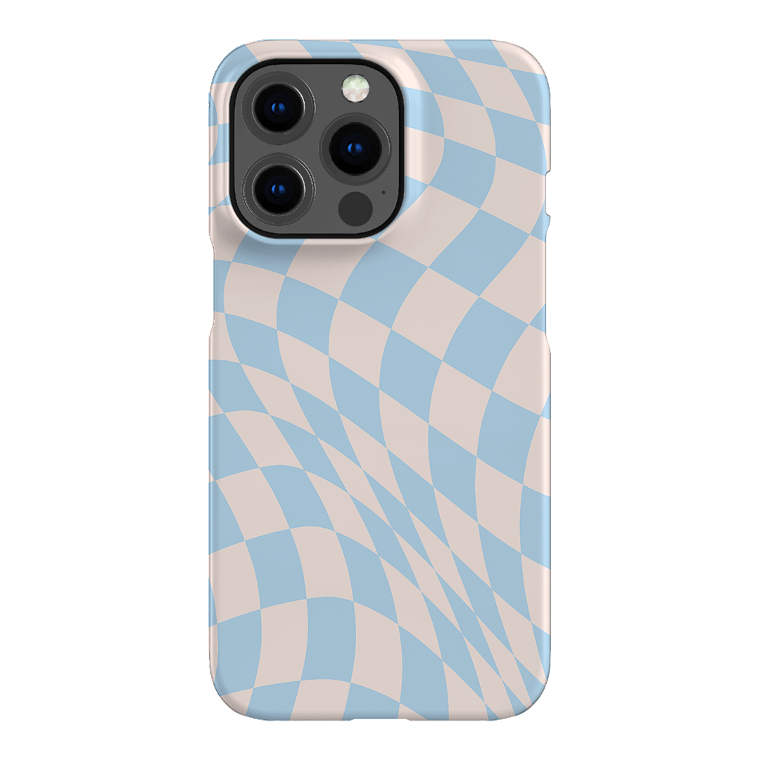 Wavy Check Sky on Light Blush Matte Phone Cases iPhone 13 Pro / Snap by The Dairy - The Dairy