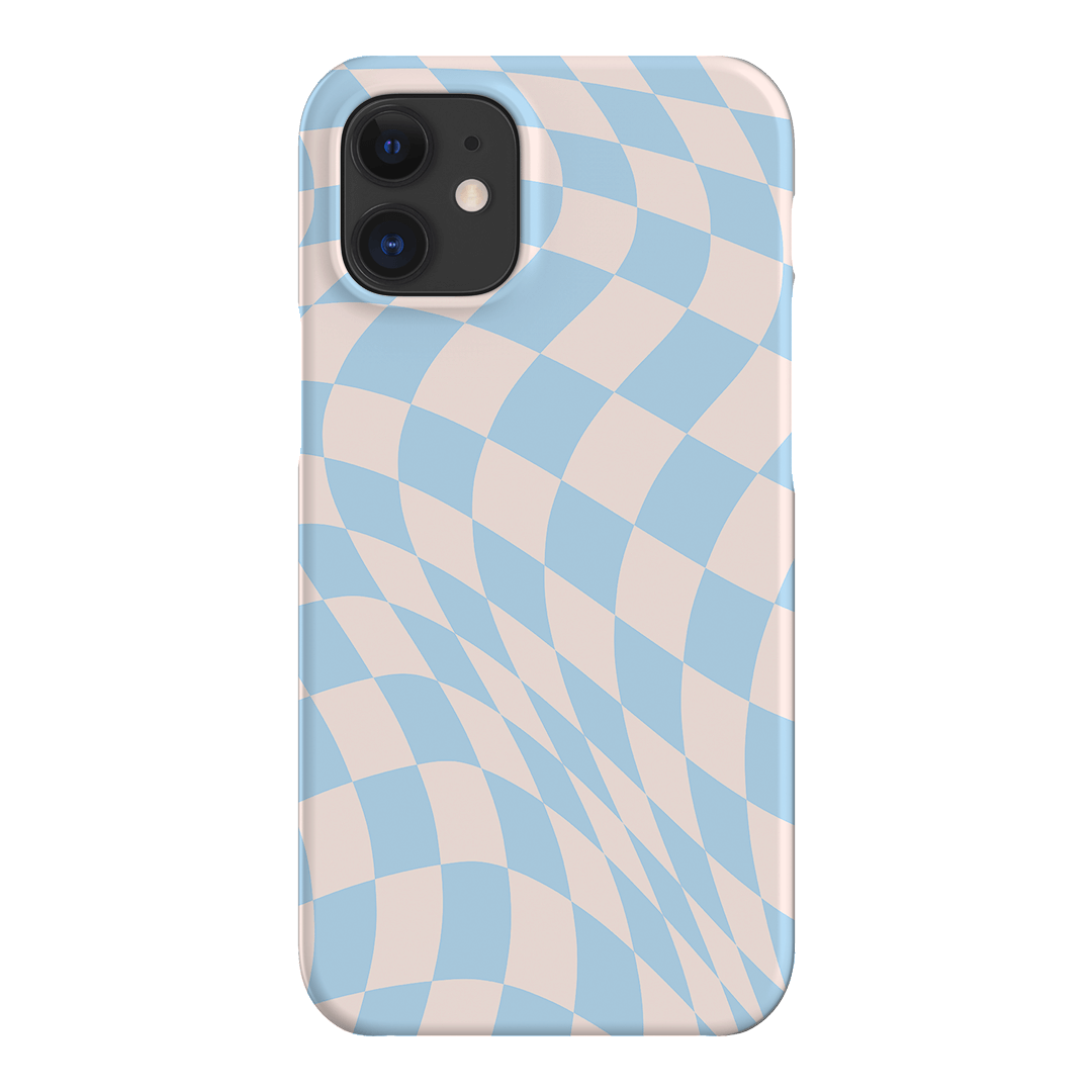 Wavy Check Sky on Light Blush Matte Phone Cases iPhone 12 / Snap by The Dairy - The Dairy