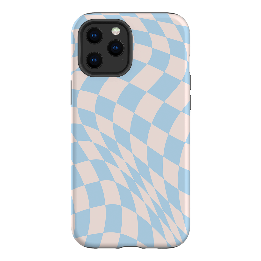 Wavy Check Sky on Light Blush Matte Phone Cases iPhone 12 Pro / Armoured by The Dairy - The Dairy