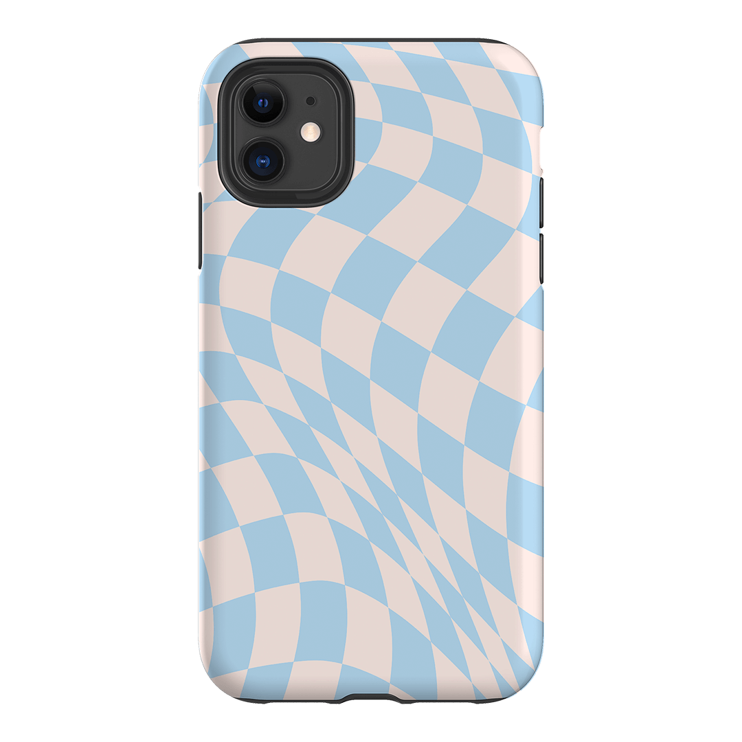 Wavy Check Sky on Light Blush Matte Phone Cases iPhone 11 / Armoured by The Dairy - The Dairy