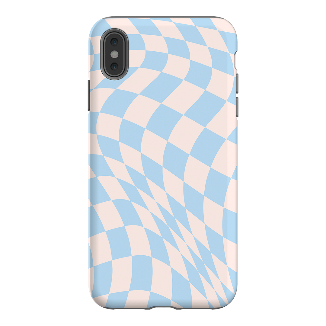 Wavy Check Sky on Light Blush Matte Phone Cases iPhone XS Max / Armoured by The Dairy - The Dairy
