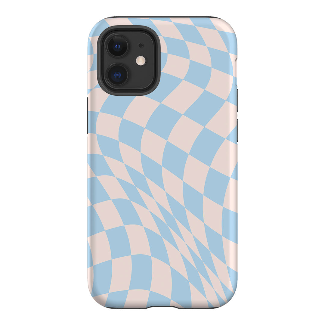 Wavy Check Sky on Light Blush Matte Phone Cases iPhone 12 Mini / Armoured by The Dairy - The Dairy