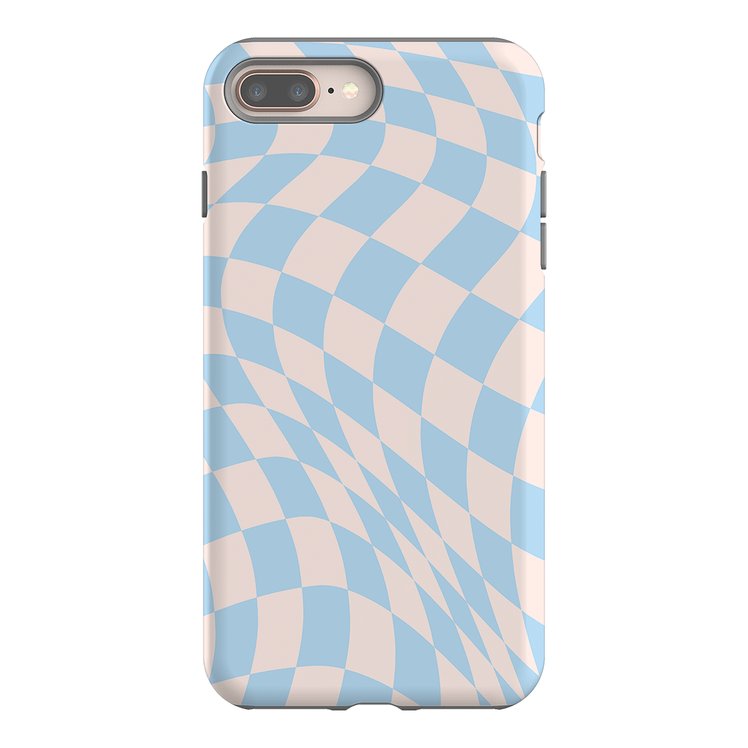 Wavy Check Sky on Light Blush Matte Phone Cases iPhone 8 Plus / Armoured by The Dairy - The Dairy