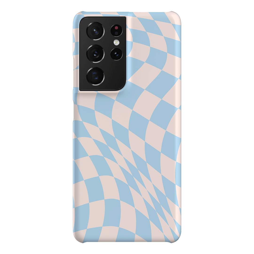 Wavy Check Sky on Light Blush Matte Phone Cases Samsung Galaxy S21 Ultra / Snap by The Dairy - The Dairy