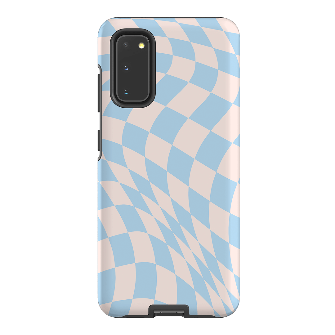 Wavy Check Sky on Light Blush Matte Phone Cases Samsung Galaxy S20 / Armoured by The Dairy - The Dairy