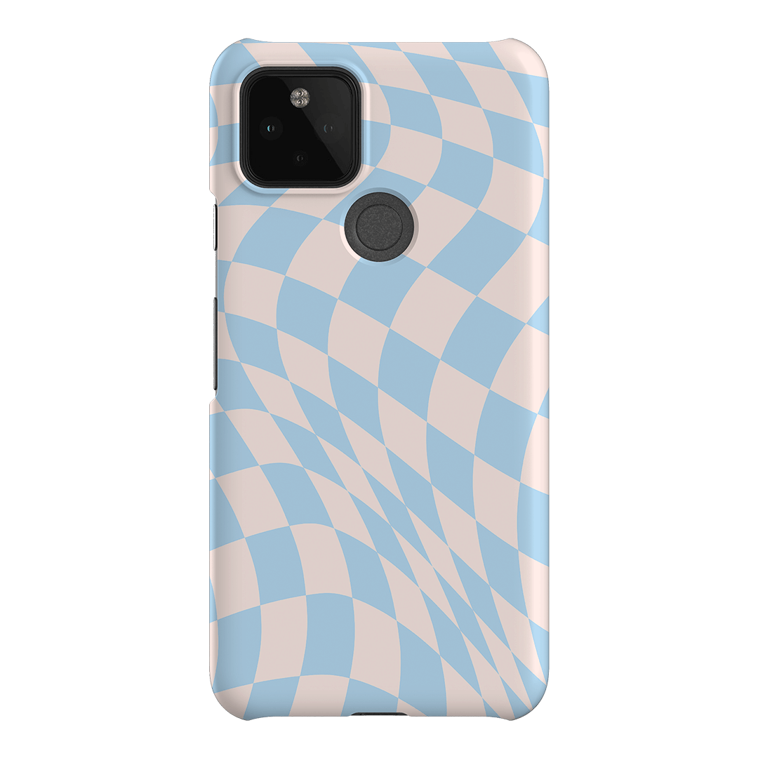 Wavy Check Sky on Light Blush Matte Phone Cases Google Pixel 5 / Snap by The Dairy - The Dairy