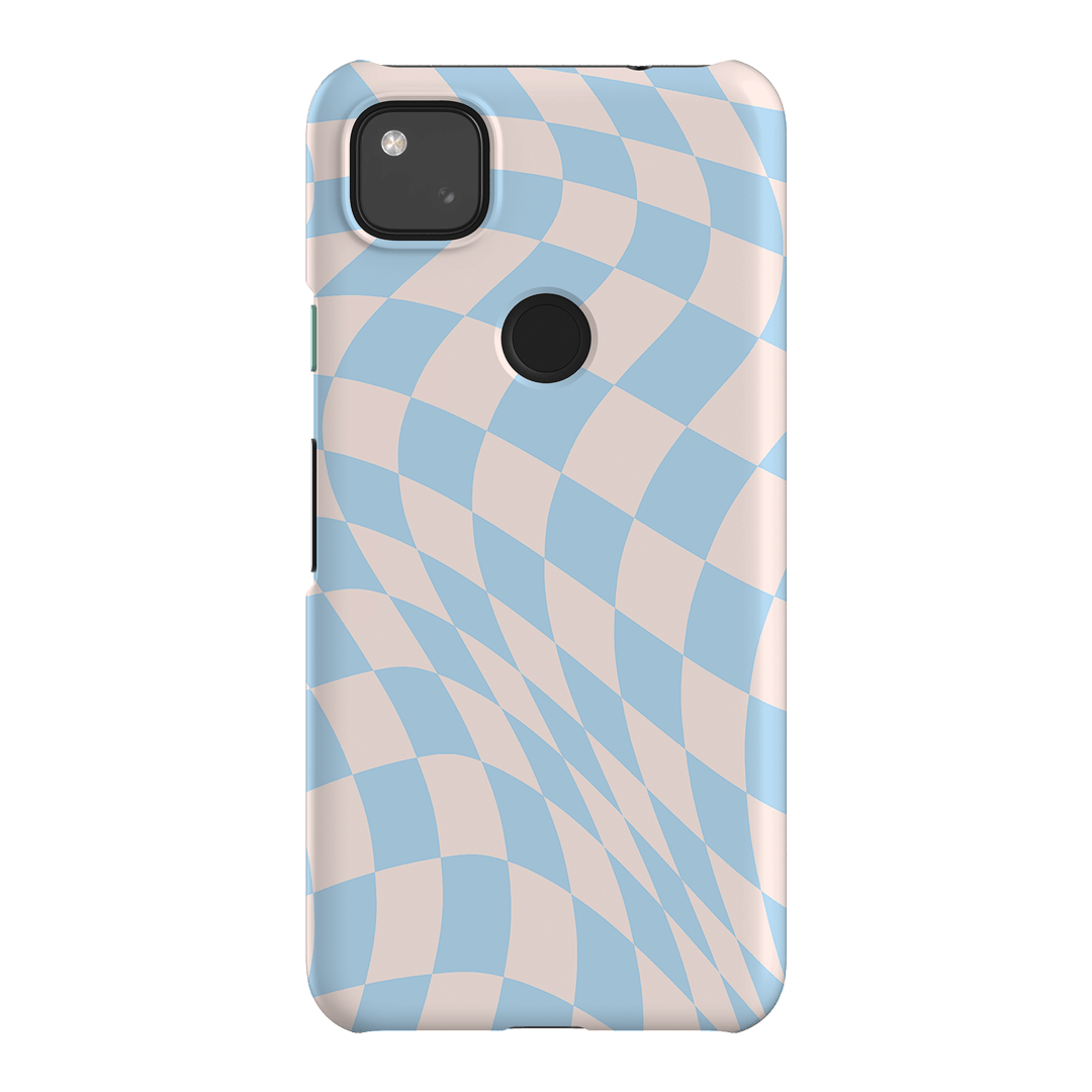 Wavy Check Sky on Light Blush Matte Phone Cases Google Pixel 4A 4G / Snap by The Dairy - The Dairy