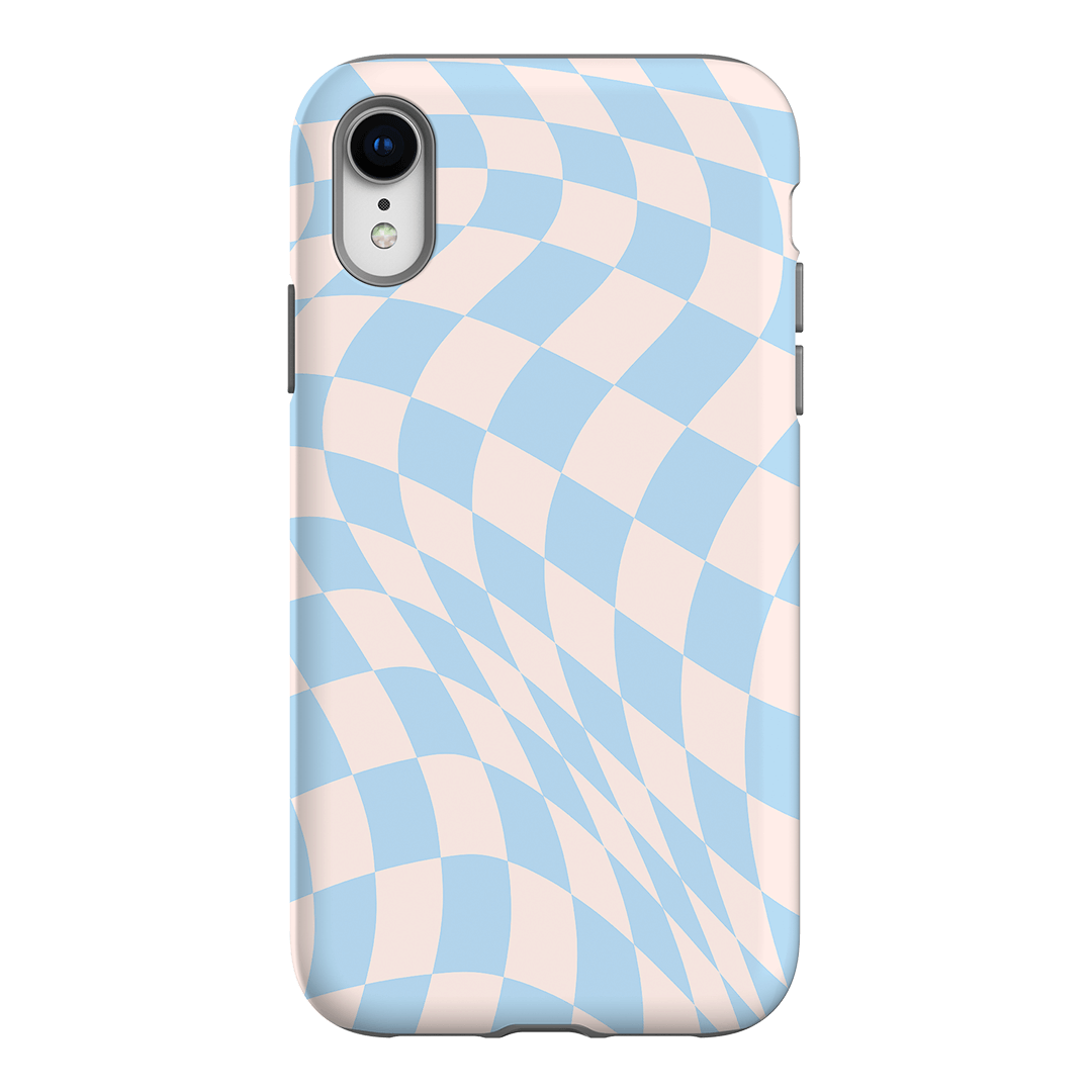 Wavy Check Sky on Light Blush Matte Phone Cases iPhone XR / Armoured by The Dairy - The Dairy