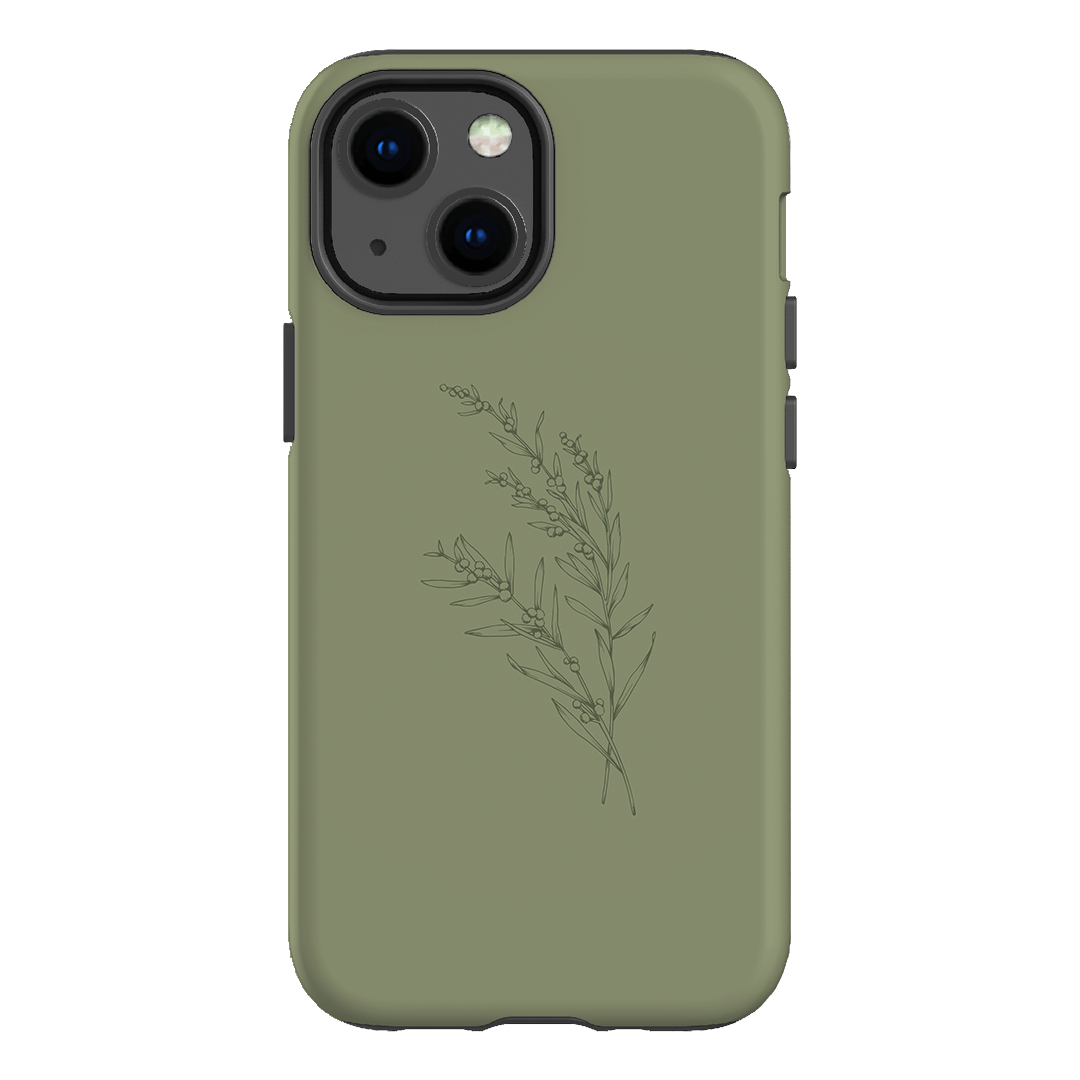 Khaki Wattle Printed Phone Cases iPhone 13 Mini / Armoured by Typoflora - The Dairy