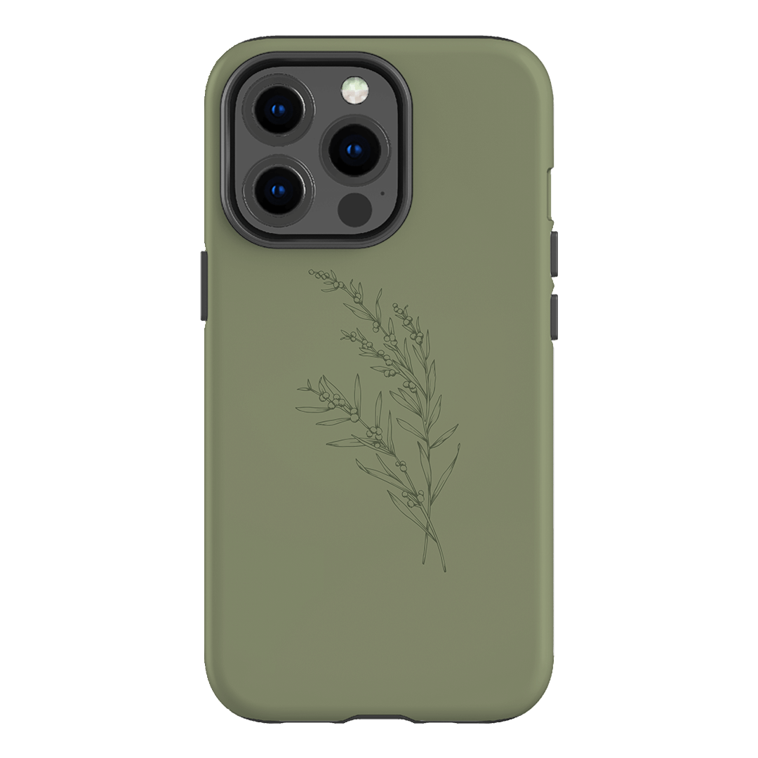 Khaki Wattle Printed Phone Cases iPhone 13 Pro / Armoured by Typoflora - The Dairy