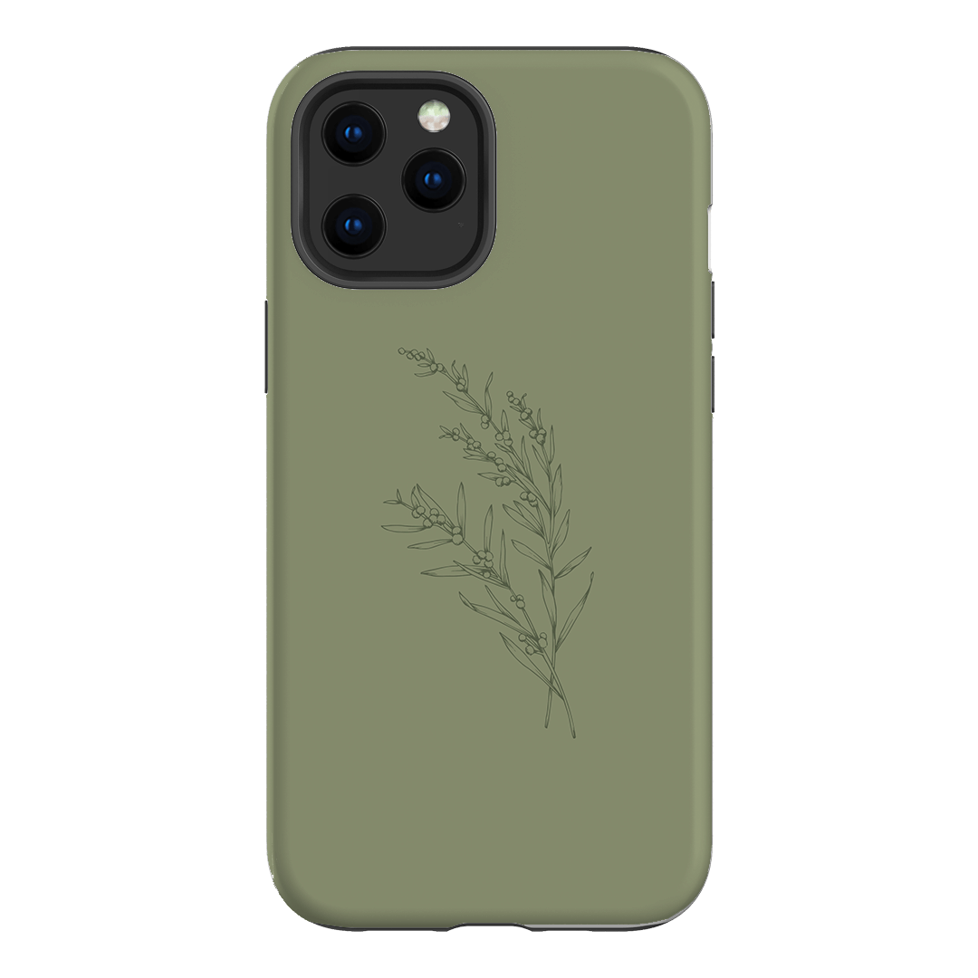 Khaki Wattle Printed Phone Cases iPhone 12 Pro / Armoured by Typoflora - The Dairy
