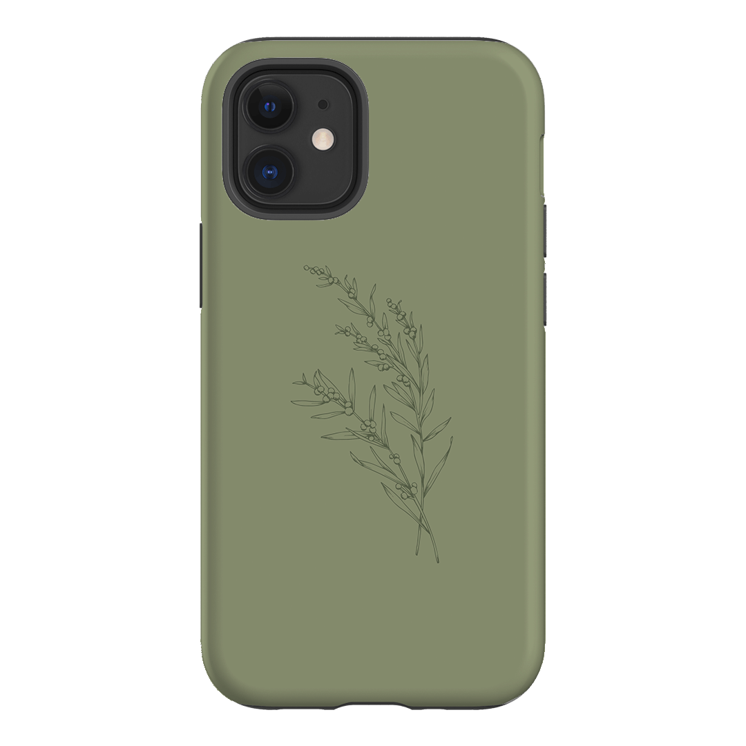 Khaki Wattle Printed Phone Cases iPhone 12 Mini / Armoured by Typoflora - The Dairy