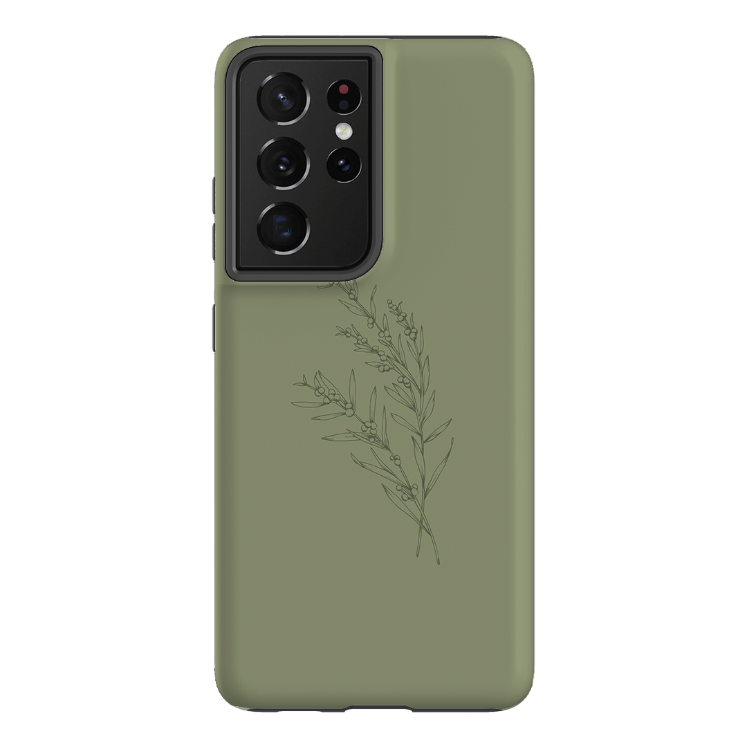 Khaki Wattle Printed Phone Cases Samsung Galaxy S21 Ultra / Armoured by Typoflora - The Dairy